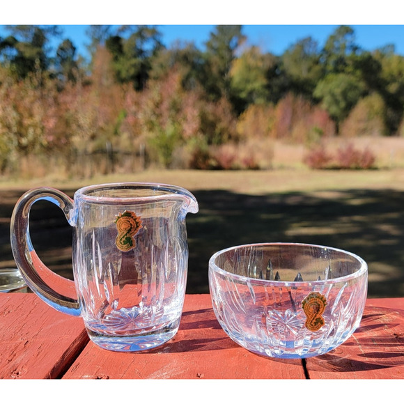Waterford Crystal Cream & Sugar Set Cut Ireland Heavy Clear Glass Vintage - Picture 1 of 13